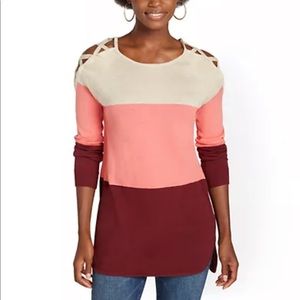 Lace up shoulder sweater NEVER WORN